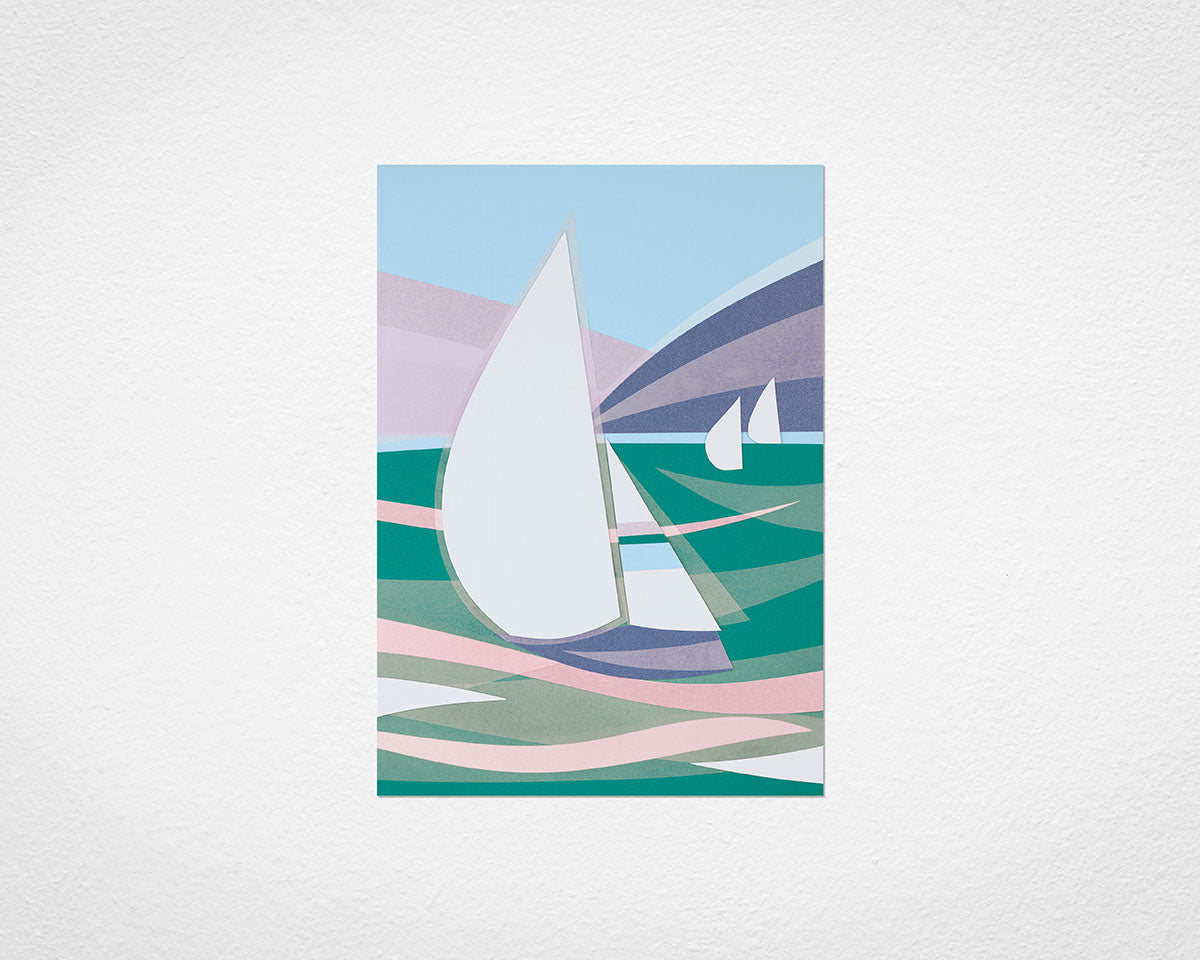 Art Deco Boats (Green) - image of print by Glen Middleham