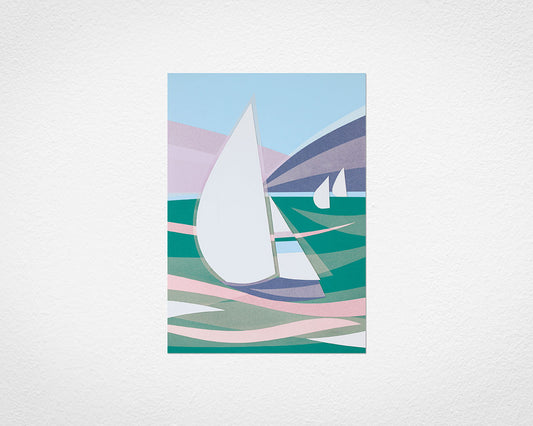 Art Deco Boats (Green) - image of print by Glen Middleham