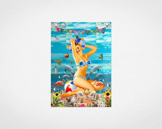 Beach Glamour (Blue) - image of print by Glen Middleham