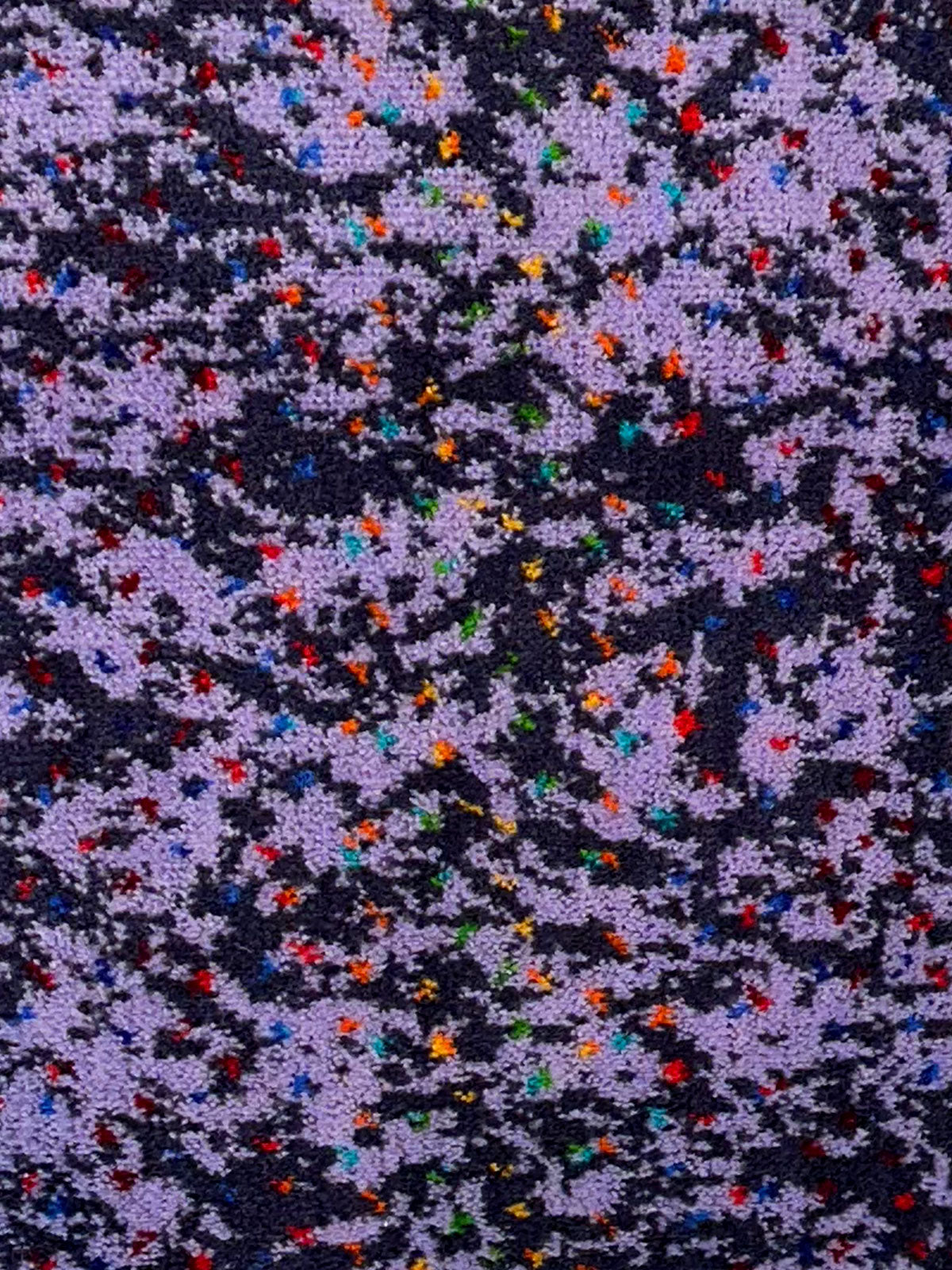 Moquette cushion detail - Purple with black and coloured dots
