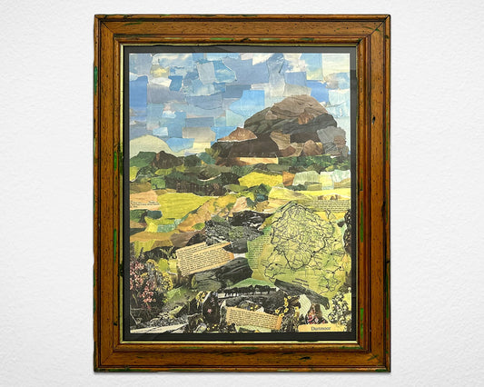 'Dartmoor Collage' print by Glen Middleham in a vintage distressed frame