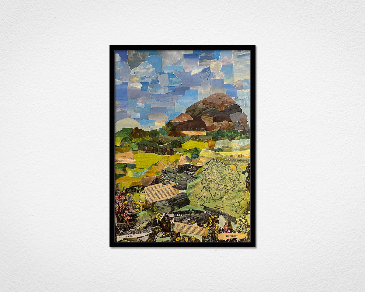 Dartmoor Collage - image of framed print by Glen Middleham in black frame
