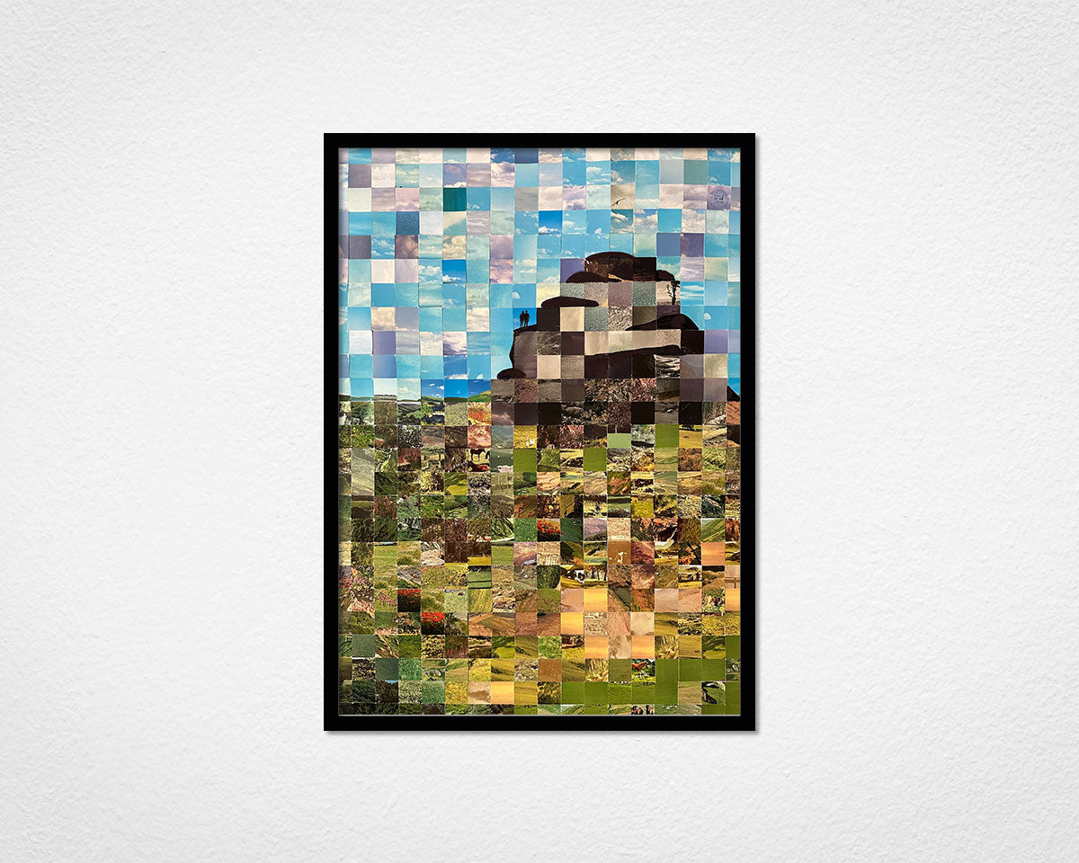 Dartmoor Postcard Squares - image of framed print by Glen Middleham in black frame