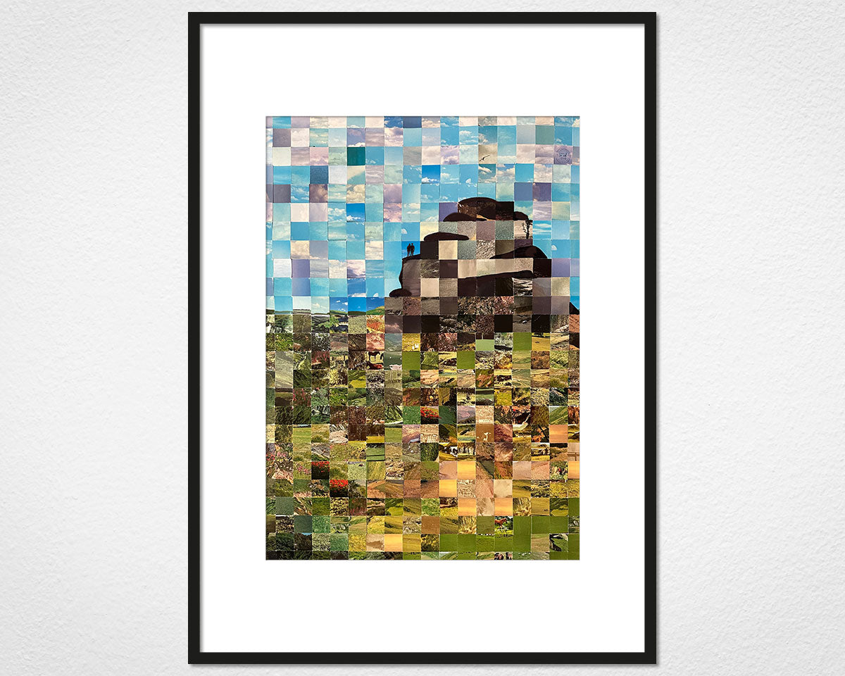 Dartmoor Postcard Squares - image of mounted print by Glen Middleham in black frame