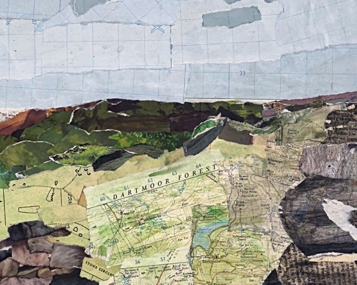 Detail of 'Physical Geography of Dartmoor' original collage by Glen Middleham