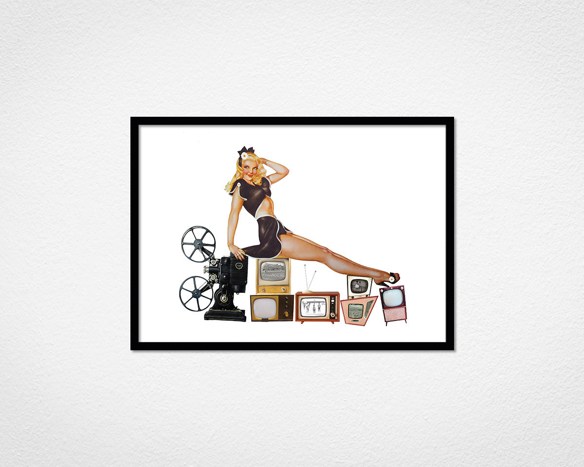 Glamour of Television (Posing) - image of framed print by Glen Middleham in black frame