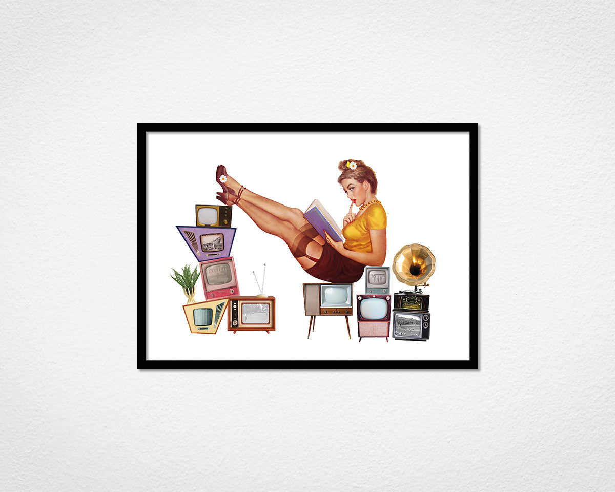 Glamour of Television (Reading) - image of framed print by Glen Middleham in black frame