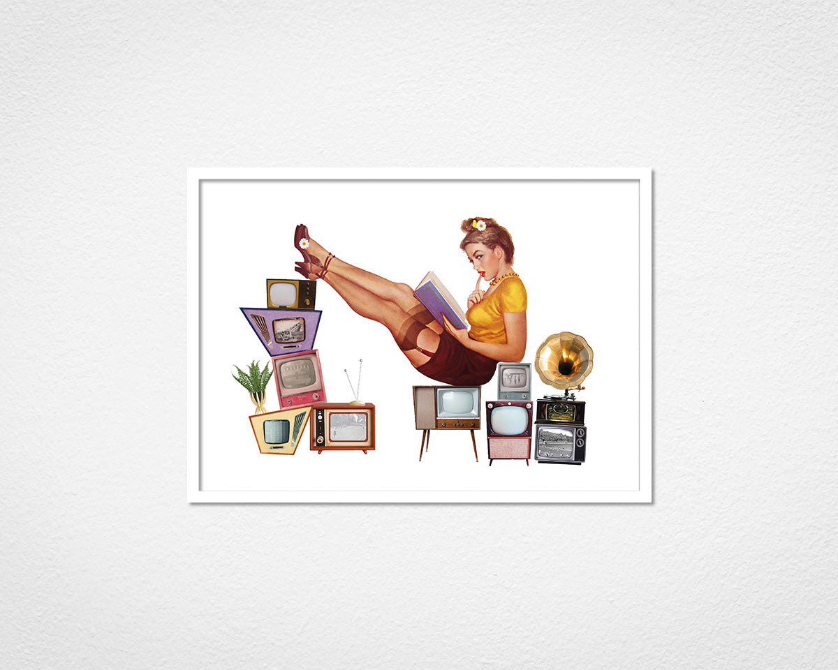 Glamour of Television (Reading) - image of framed print by Glen Middleham in white frame