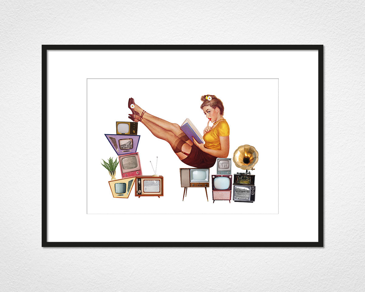 Glamour of Television (Reading) - image of mounted print by Glen Middleham in black frame