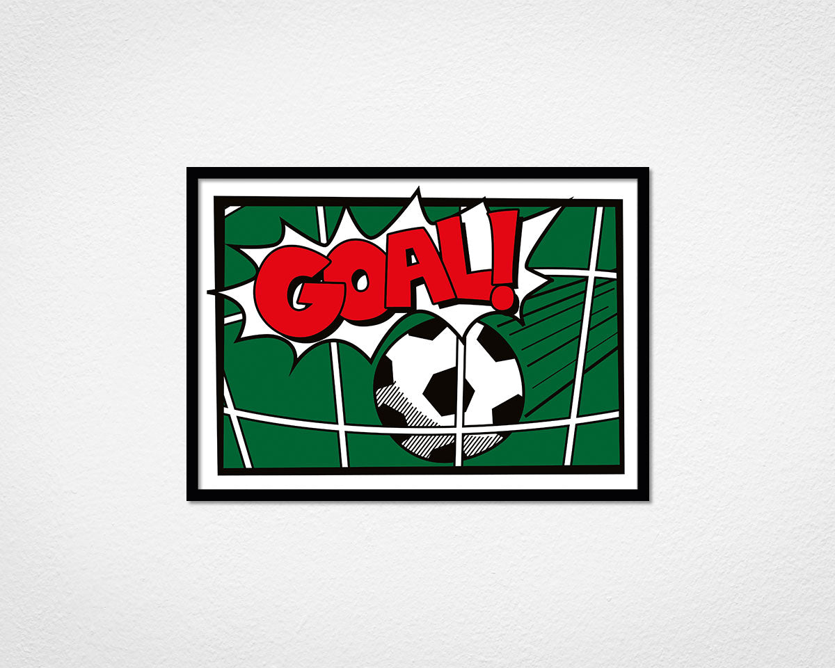 Goal! - image of framed print by Michael Jones in black frame