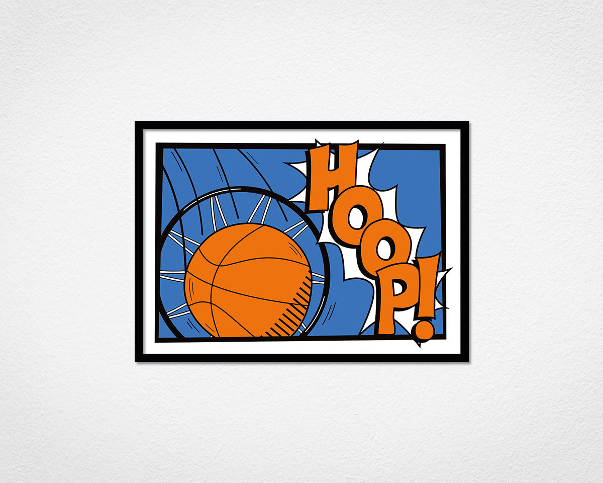 Hoop! - image of framed print by Michael Jones in black frame