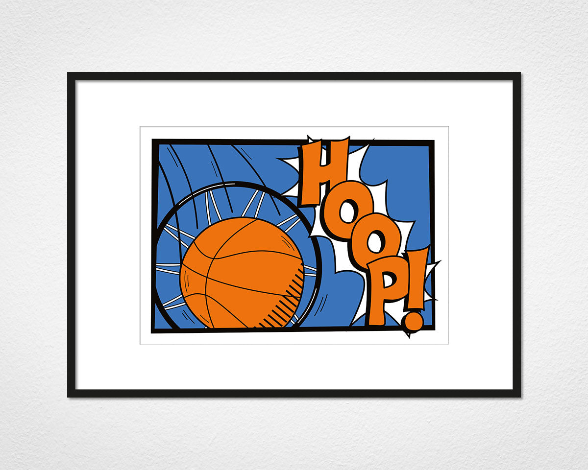Hoop! - image of mounted print by Michael Jones in black frame