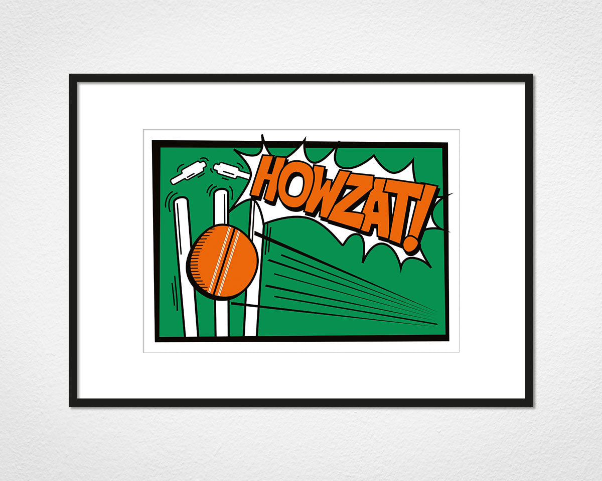 Howzat! - image of mounted print by Michael Jones in black frame