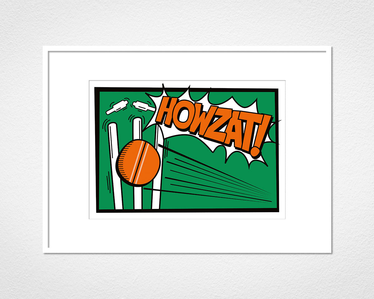 Howzat! - image of mounted print by Michael Jones in white frame