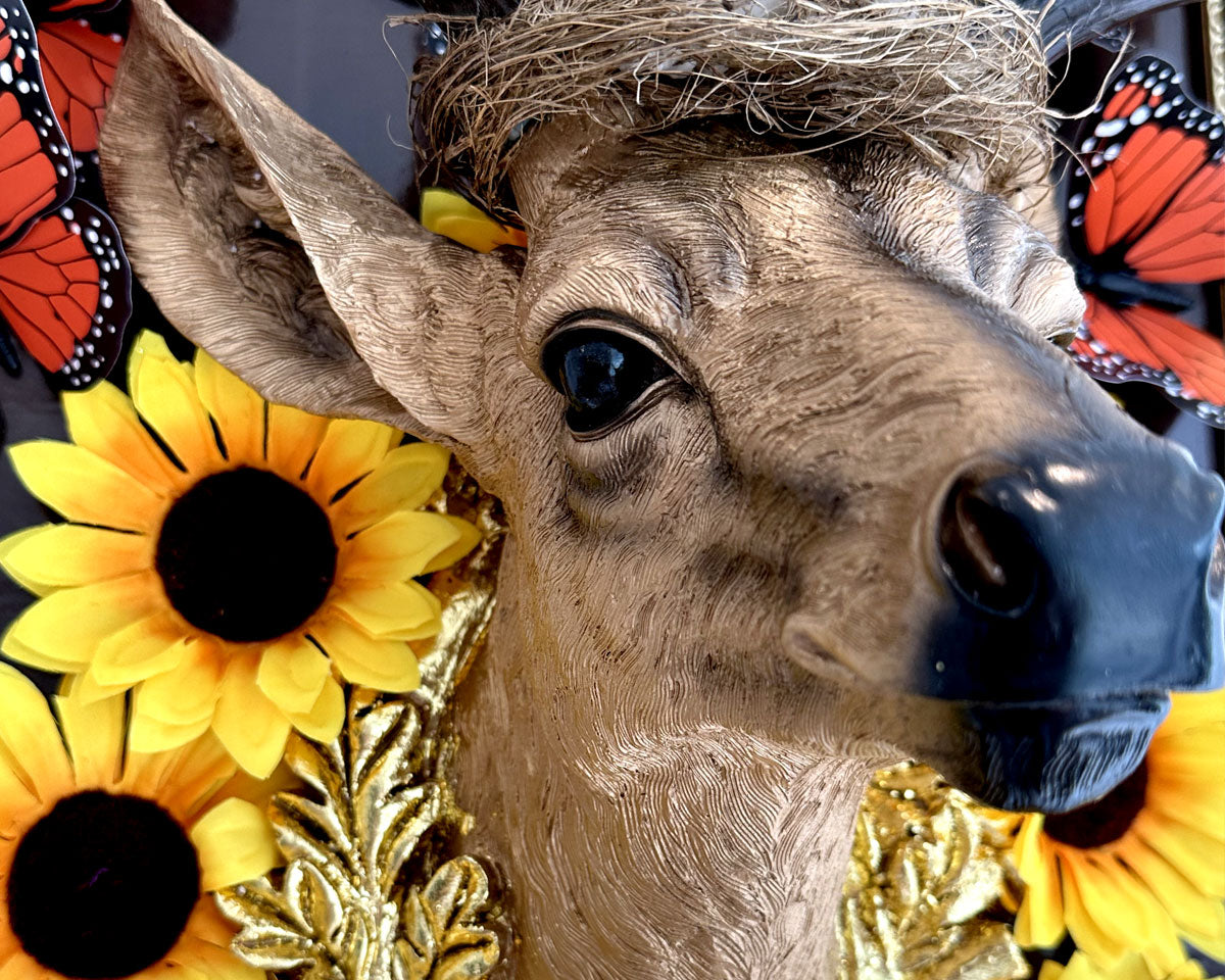 'My Monarch' artwork featuring a deer and butterflies by Glen Middleham