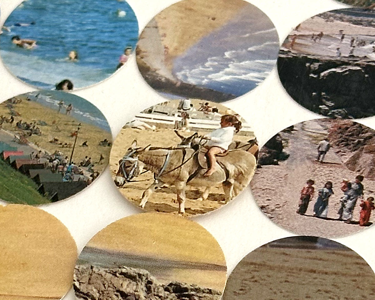 Detail of 'Postcard Circles' - Original vintage postcard art by Glen Middleham