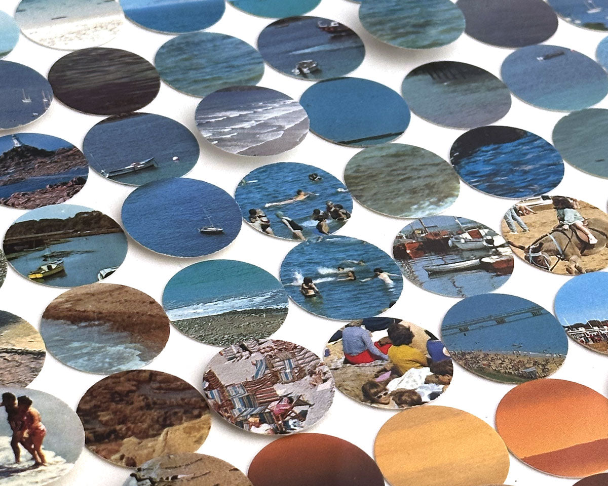 Detail of 'Postcard Circles' - Original vintage postcard art by Glen Middleham