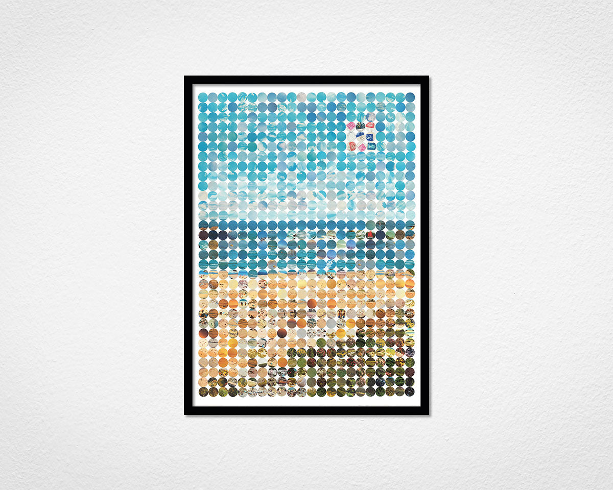 Sand, Sea and Sky Circles - image of framed print by Glen Middleham in black frame