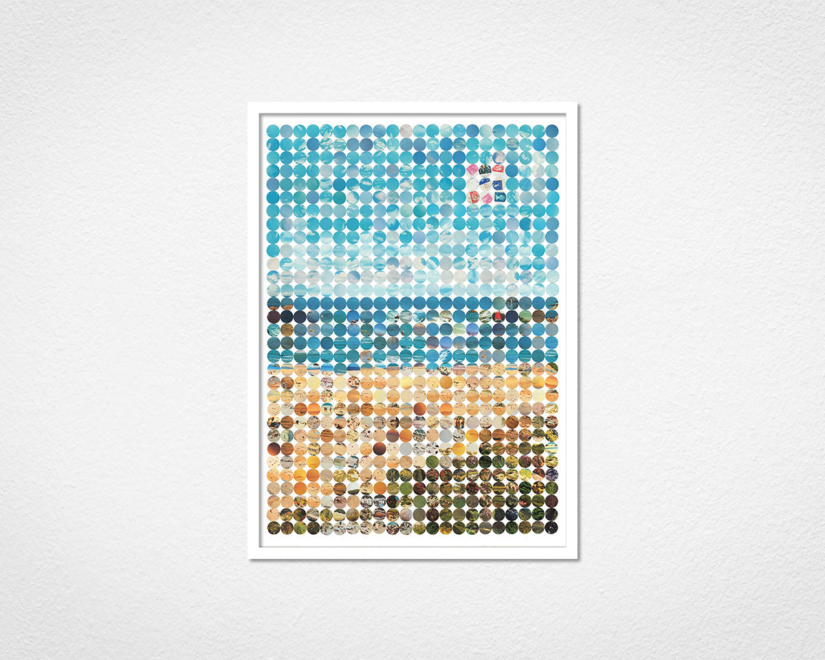 Sand, Sea and Sky Circles - image of framed print by Glen Middleham in white frame