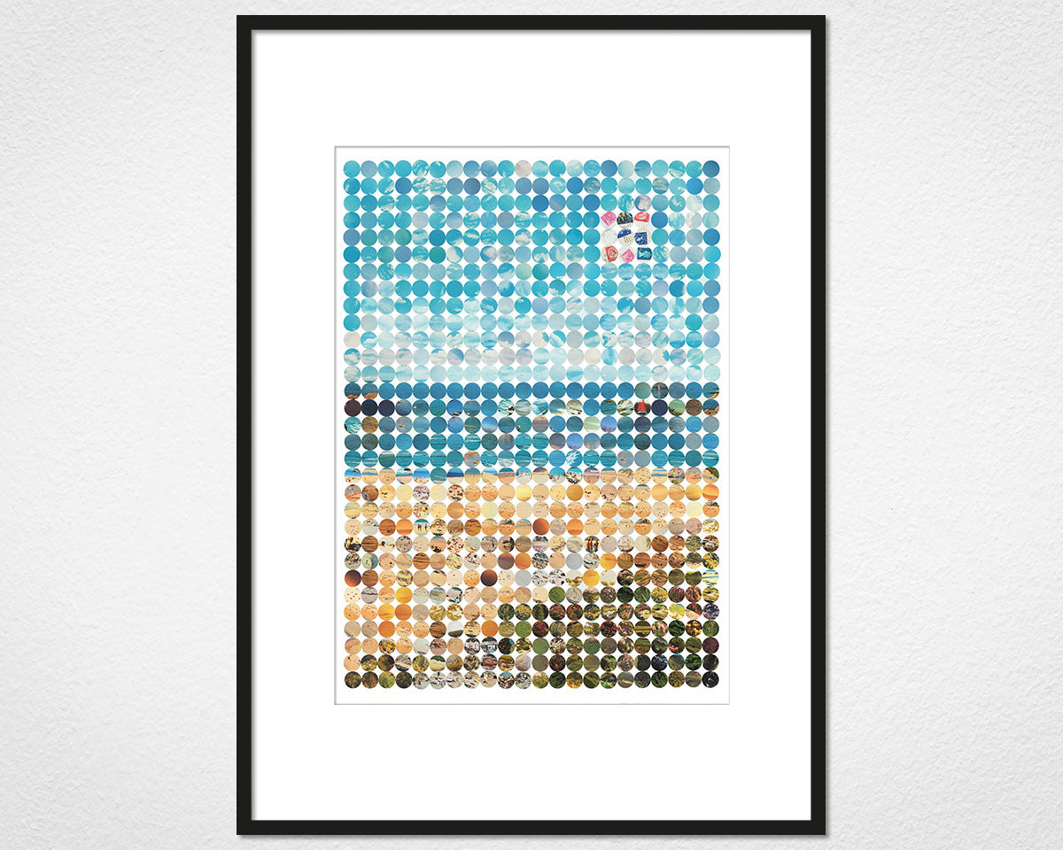 Sand, Sea and Sky Circles - image of mounted print by Glen Middleham in black frame