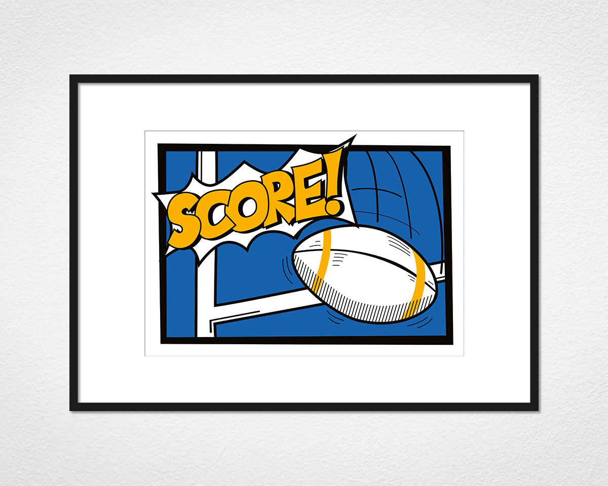 Score! - image of mounted print by Michael Jones in black frame