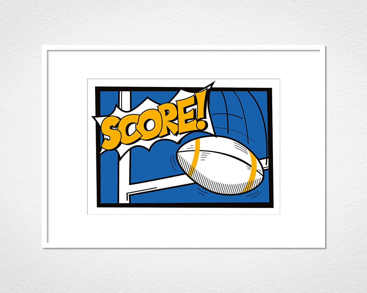 Score! - image of mounted print by Michael Jones in white frame
