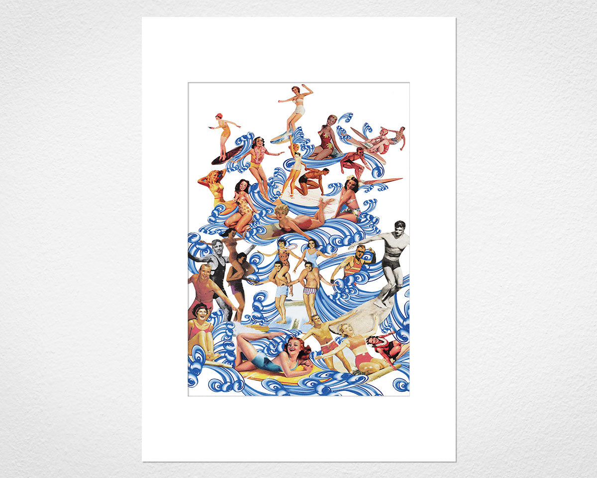 Vintage Surfers - image of mounted print by Glen Middleham