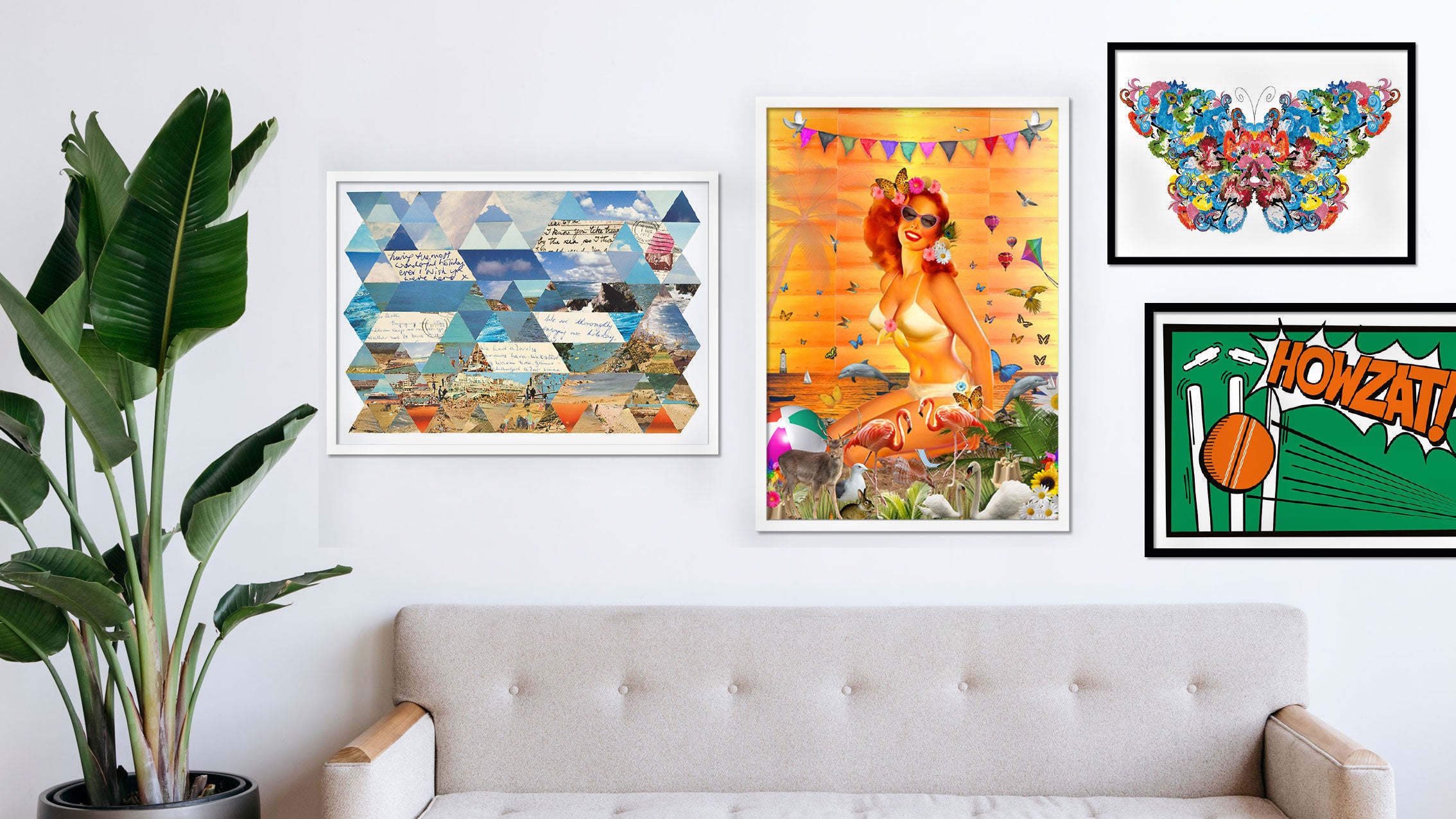 Image showing a lounge room with a selection of prints from Jam hanging on the wall