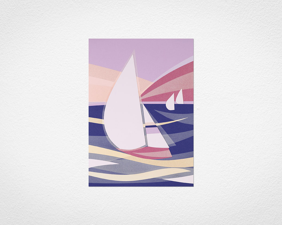 Art Deco Boats (Purple) - image of print by Glen Middleham