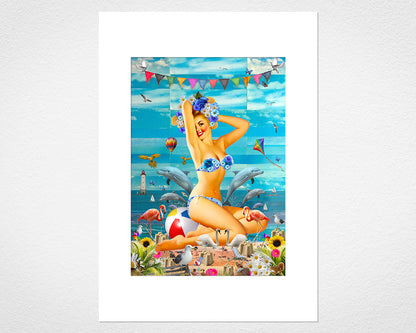 Beach Glamour (Blue) - image of mounted print by Glen Middleham