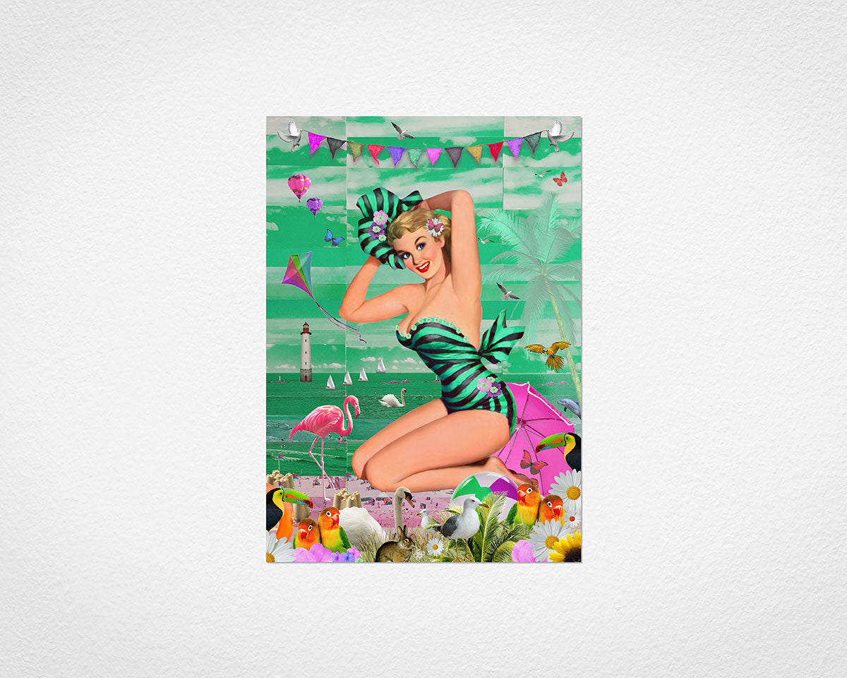 Beach Glamour (Green) - image of print by Glen Middleham