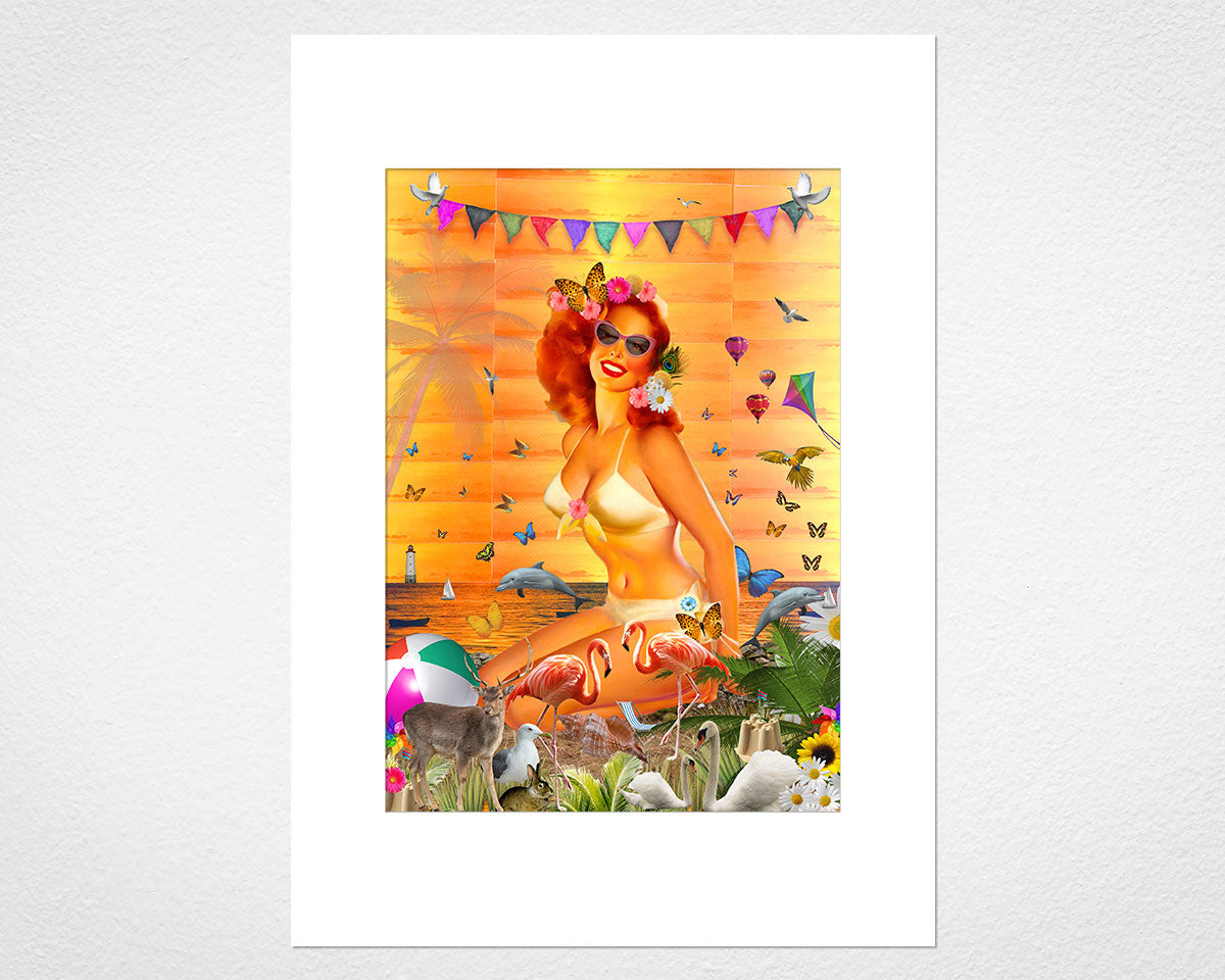 Beach Glamour (Orange) - image of mounted print by Glen Middleham