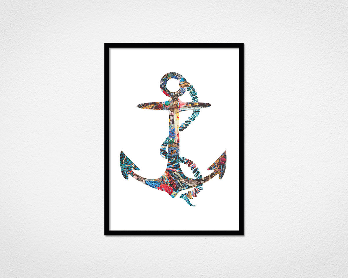 Brixham Anchor - image of framed print by Glen Middleham in black frame