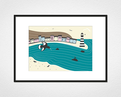 By the Coast- image of mounted print by Michael Jones in black frame