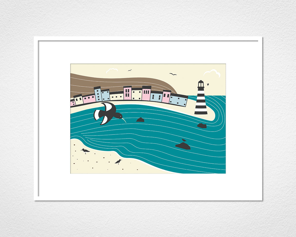 By the Coast - image of mounted print by Michael Jones in white frame