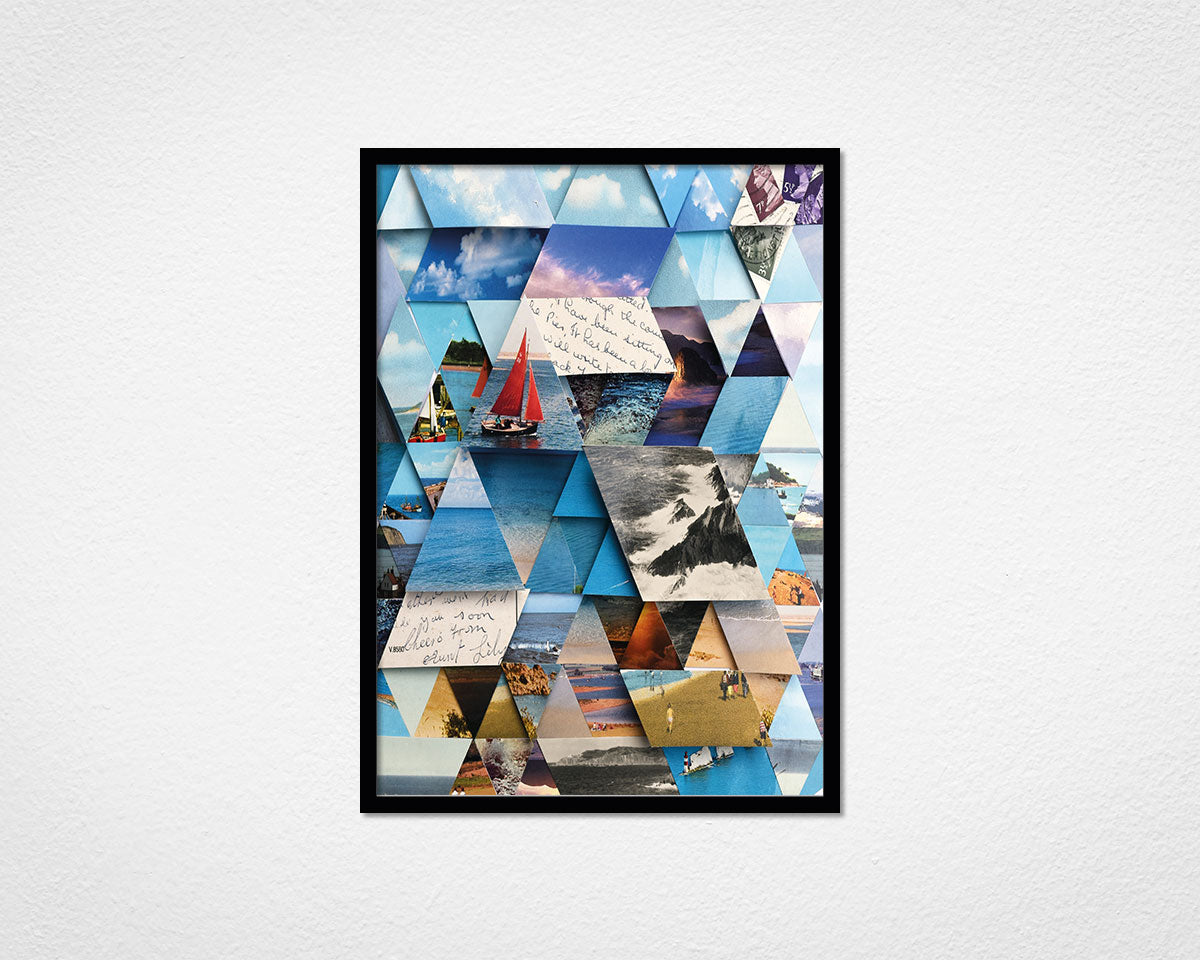 Crashing Waves Triangles - image of framed print by Glen Middleham in black frame