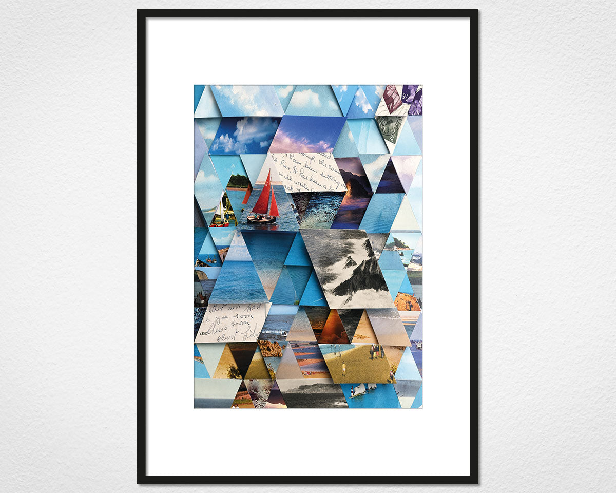 Crashing Waves Triangles - image of mounted print by Glen Middleham in black frame