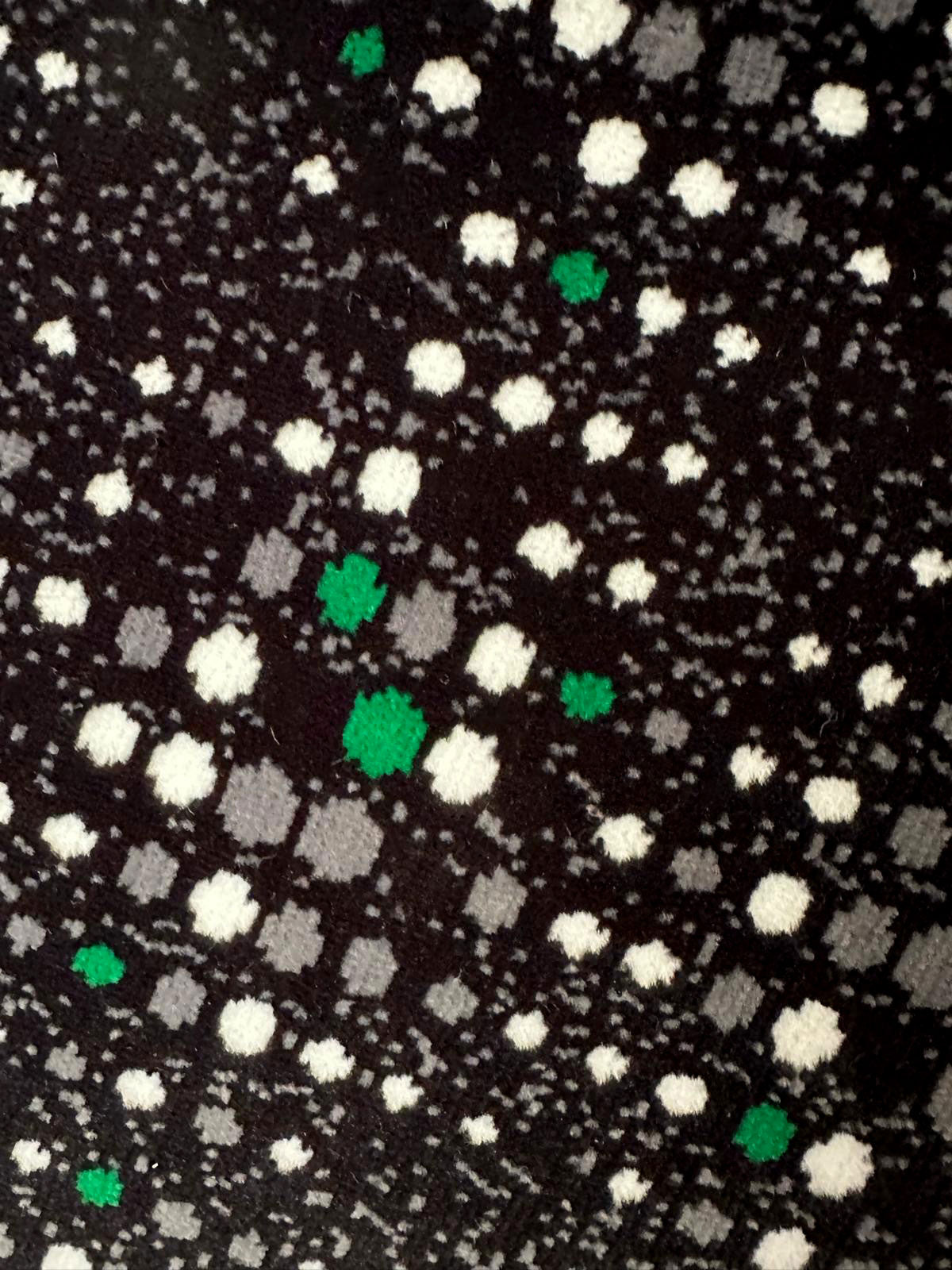 Handmade Moquette Cushion - Black with white dots