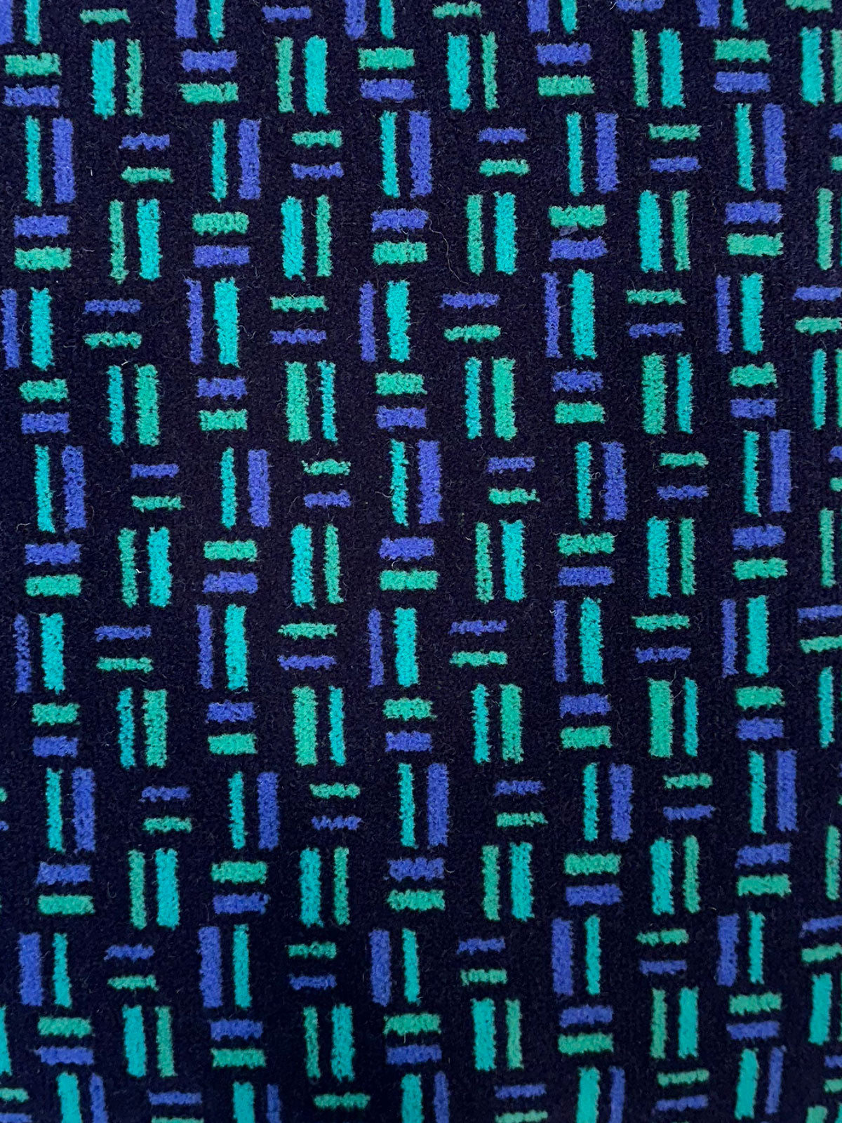 Moquette cushion detail - Blue with turquoise rectangles