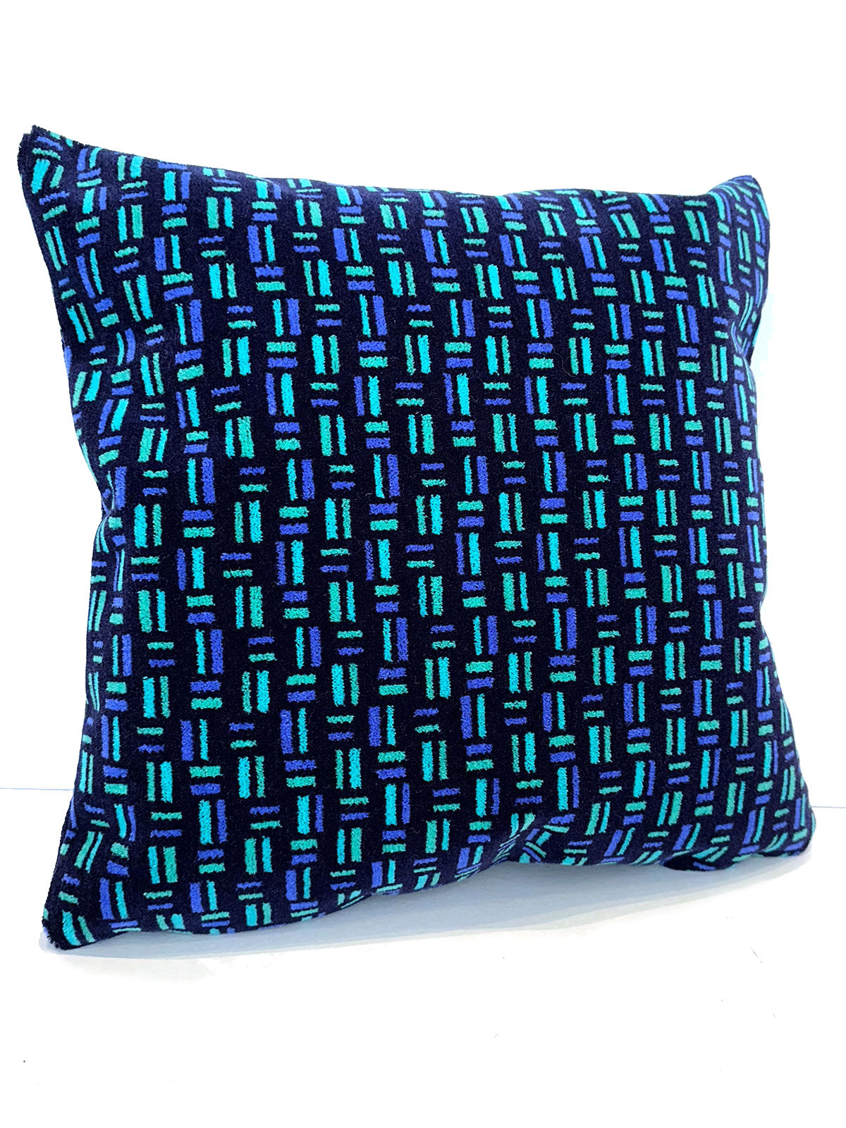 Moquette cushion - Blue with turquoise rectangles