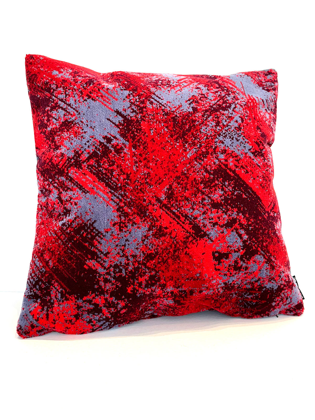 Moquette cushion - Red with greys