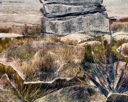 Detail of an original framed collage of Dartmoor National Park in Devon
