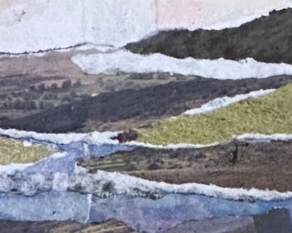 Abstract art piece with layered colors and textures