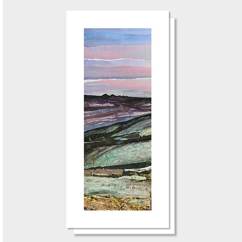 Greetings card featuring an original art collage capturing Dartmoor National Park in Devon