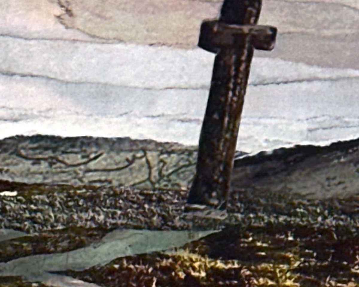 Framed original collage artwork of Beckamoor Cross in Dartmoor National Park