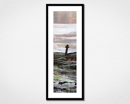 Framed original collage artwork of Beckamoor Cross in Dartmoor National Park