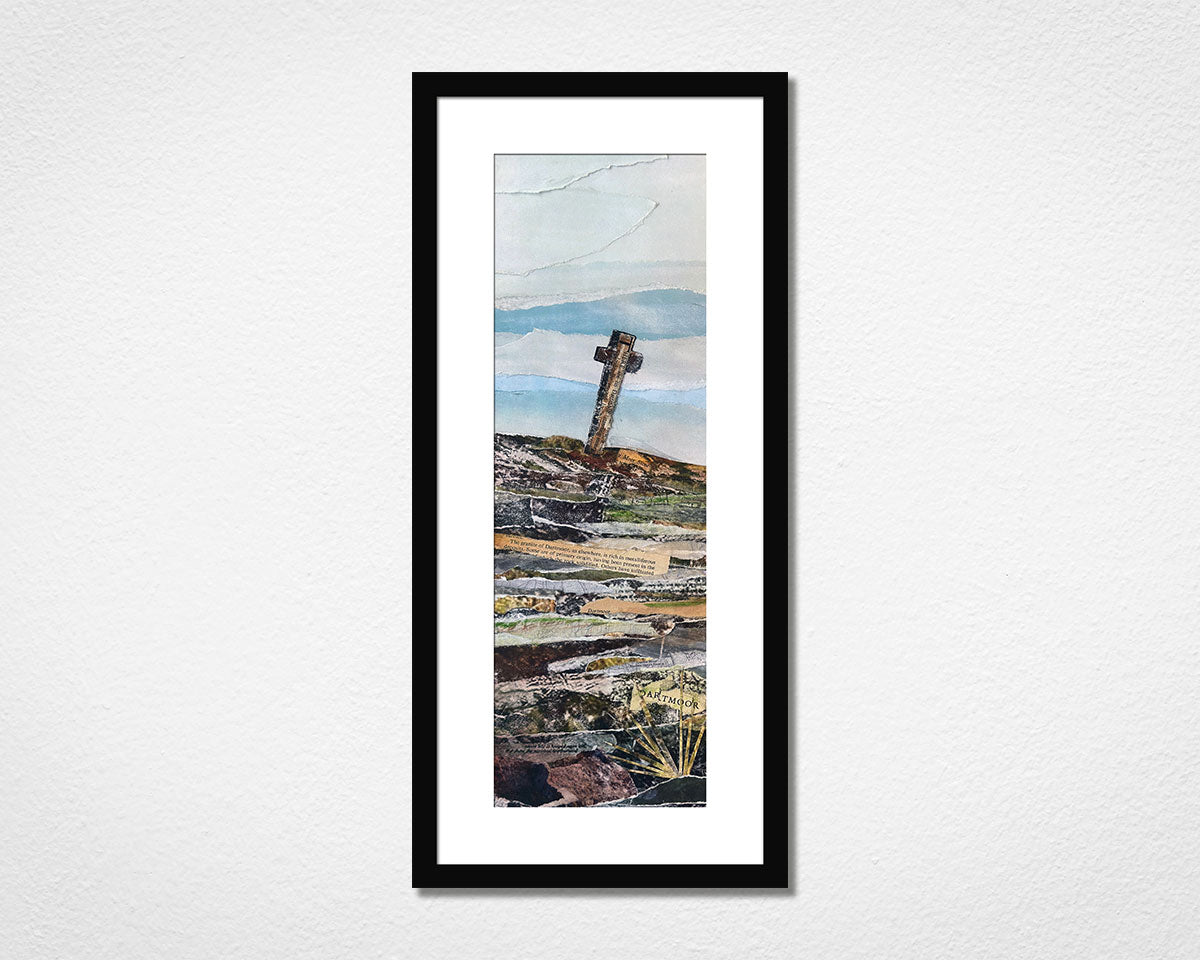 Image of an original framed art collage of Dartmoor National Park in Devon