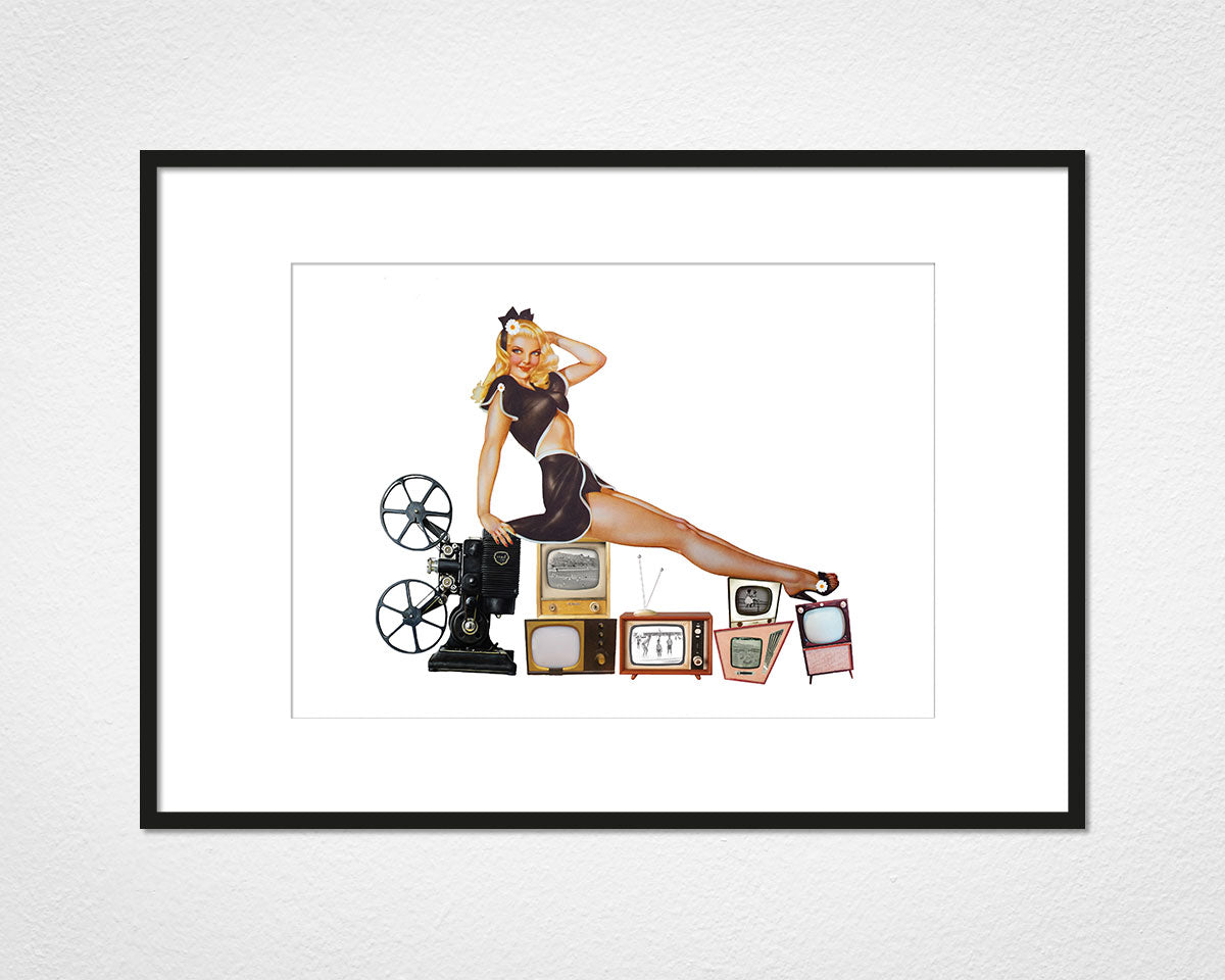 Glamour of Television (Posing) - image of mounted print by Glen Middleham in black frame