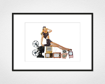 Glamour of Television (Posing) - image of mounted print by Glen Middleham in black frame