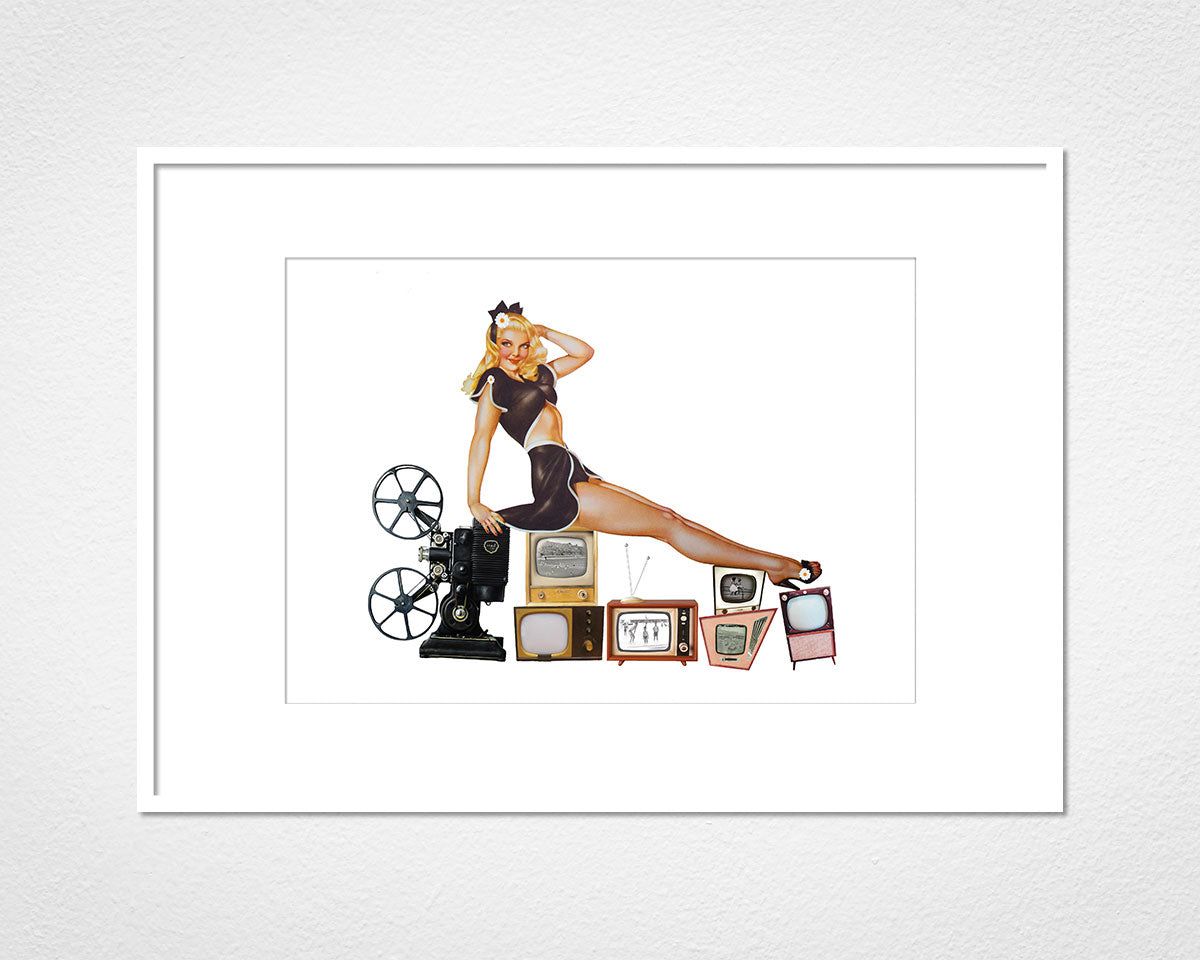 Glamour of Television (Posing) - image of mounted print by Glen Middleham in white frame